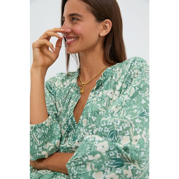 TUCKERNUCK BEACH Misty Jade Blossom Long Sleeve Salty Paloma Caftan Size XS NWT - Picture 4 of 6